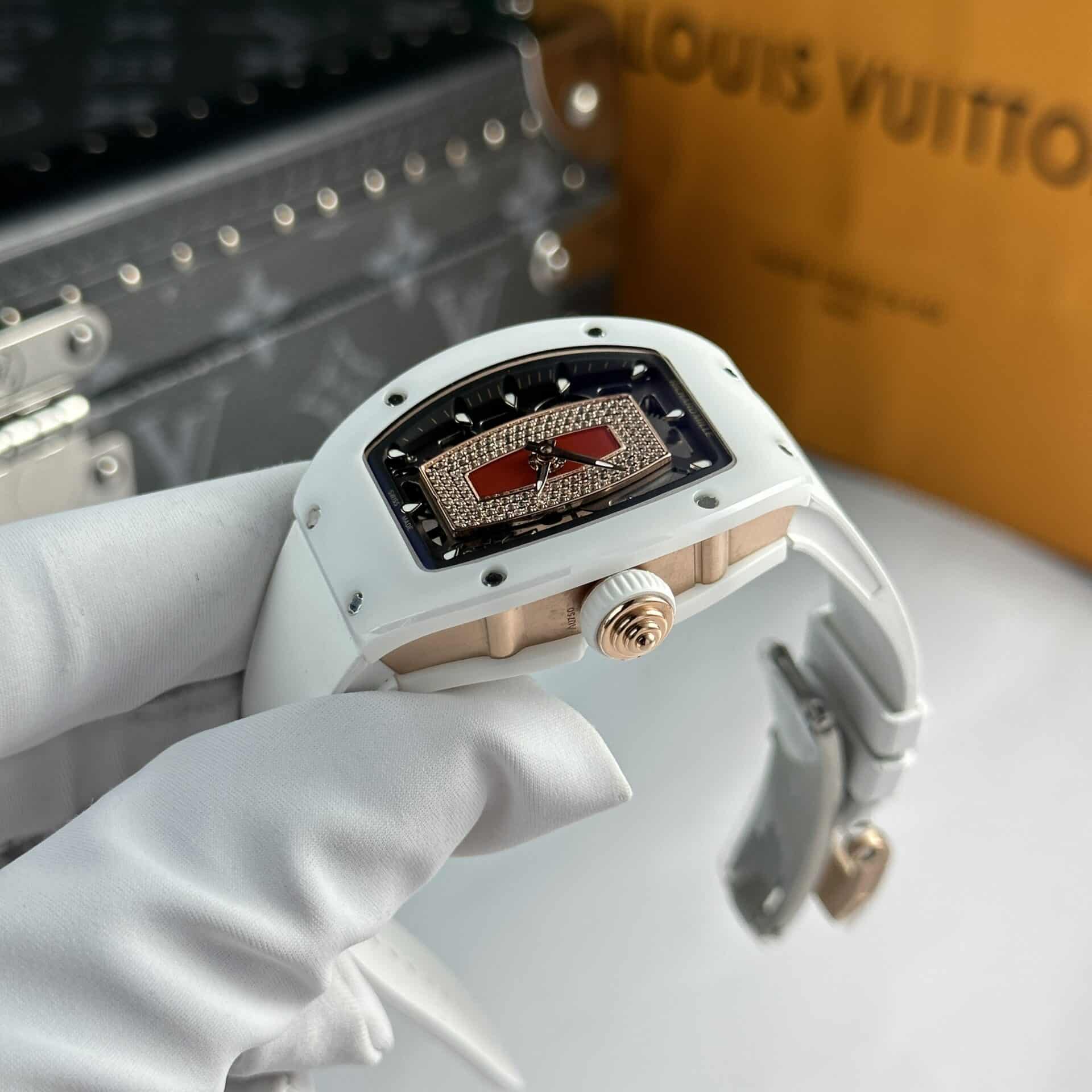 Richard Mille RM07-01 White Ceramic Rose Gold Red Lip Best Replica 45.32 x 32.3mm - Image 3