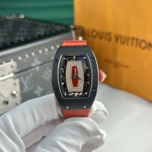 Đồng Hồ Richard Mille RM07-01 Red Lip Vỏ Gốm Đen Dây Cao Su Đỏ Replica Cao Nhất 45.32 x 32.3mm