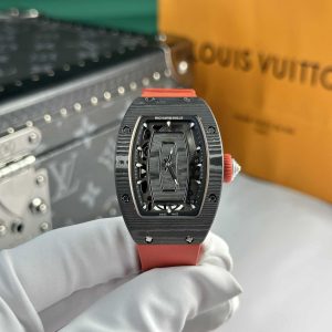 Đồng Hồ Richard Mille RM07-01 Black Carbon Dây Cao Su Đỏ Rep 1:1 Cao Nhất 45.32 x 32.3mm