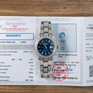 Rolex Datejust Blue Luminous Dial Iced Out Moissanite Best Replica 41mm