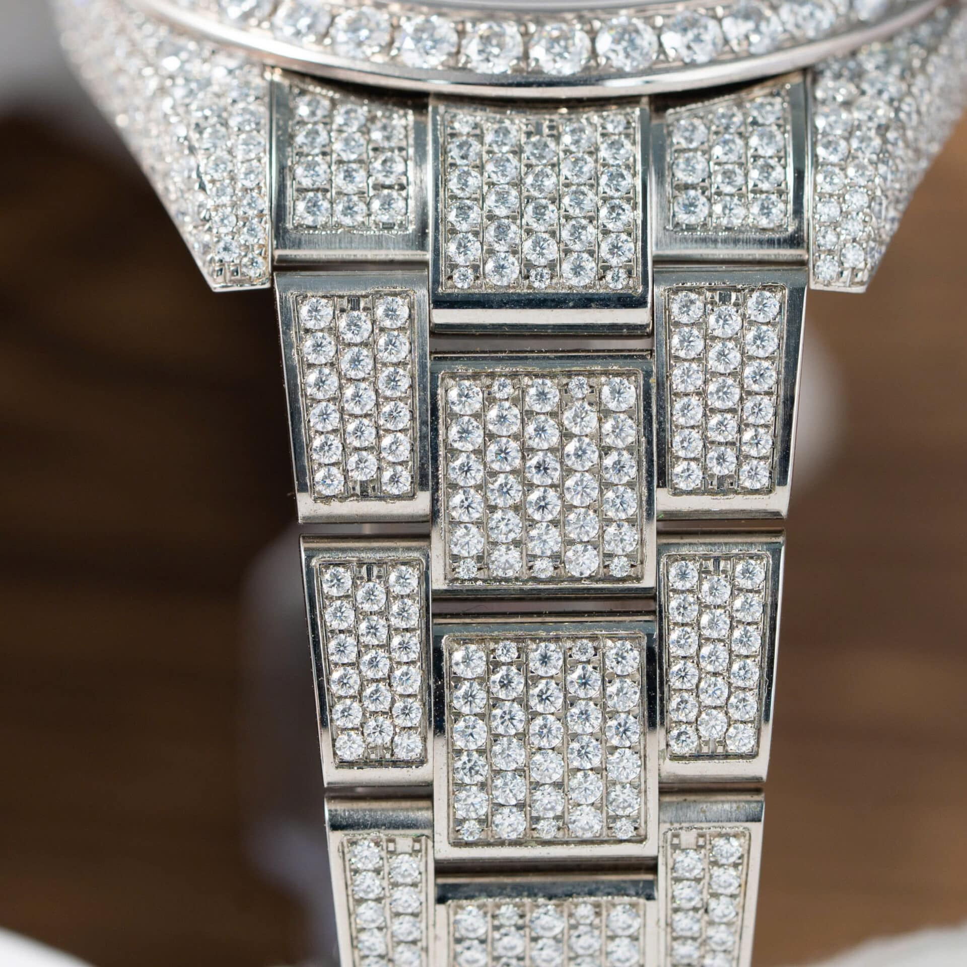 Đồng Hồ Rolex Datejust Mặt Xanh Dương Cọc Dạ Quang Chế Tác Full Moissanite Hong Kong 41mm - Image 7