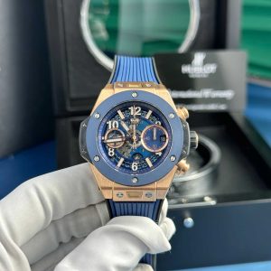 Đồng Hồ Hublot Big Bang Unico King Gold Blue Ceramic Viền Gốm Xanh Rep 1:1 BBF 42mm