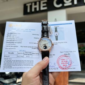Đồng Hồ Rolex Cellini Moonphase 50535 Mặt Trắng Bọc Vàng Hồng 18K Replica Cao Nhất 39mm